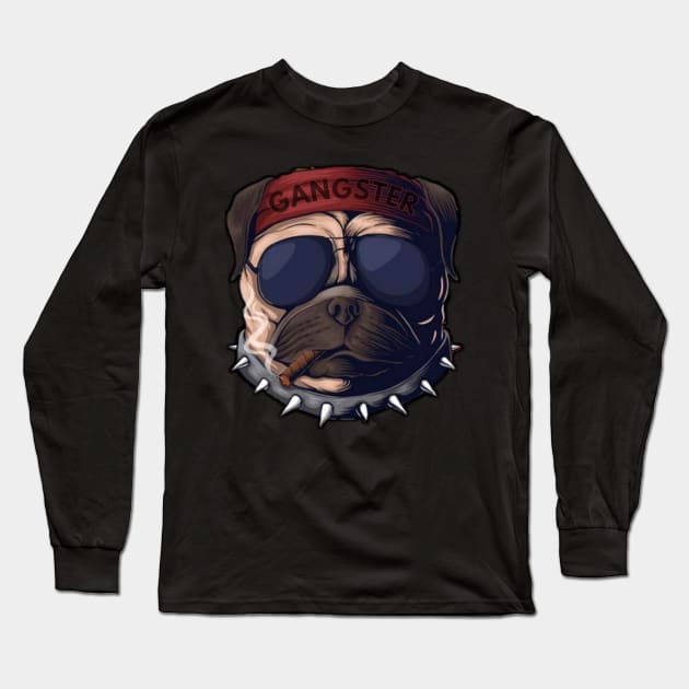 Gangster Dog Long Sleeve T-Shirt by Dsense Ilustrator